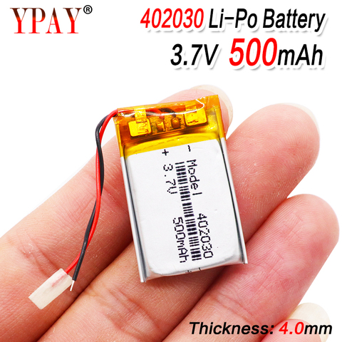 high capacity 402030 3.7v 500mAh li-ion Lipo cells Lithium Li-Po Polymer Rechargeable Battery For Bluetooth GPS MP3 MP4 Recorder ► Photo 1/6