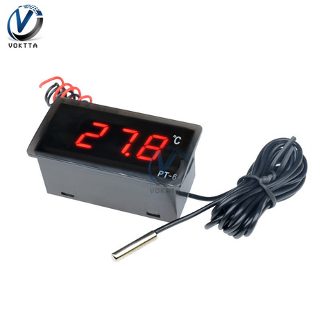 PT-6 Digital Car Thermometer DC 12V/AC 220V Indoor Outdoor Temperature Meter Monitor Automotive Thermometer with NTC Sensor ► Photo 1/6