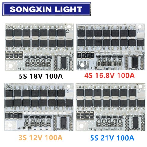 3s/4s/5s Bms 12v 16.8v 21v 3.7v 100a Li-ion Lmo Ternary Lithium Battery Protection Circuit Board Li-polymer Balance Charging ► Photo 1/5