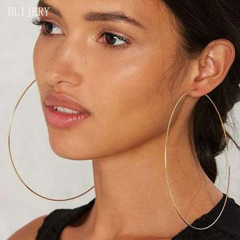 BLIJERY Exaggerated 12cm Super Big Hoop Earrings Smooth Large Circle Earrings for Women Statement Jewelry Boucles d'oreilles ► Photo 1/6