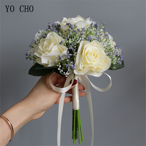 Artificial Roses Babysbreath Flowers Bouquet Silk Gypsophila Fake Flowers Wedding DIY Home Table Vase Decoration Faux Flores ► Photo 1/6