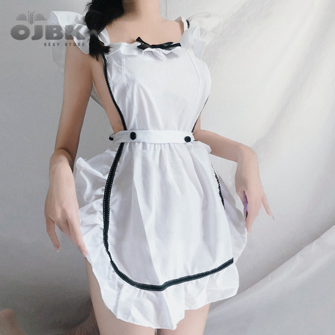 OJBK Anime Maid Cosplay Costumes White Coffee Bar Waitress Cos Outfit Hollow Out Design For Women Sexy Lingrie Uniform 2022 New ► Photo 1/6