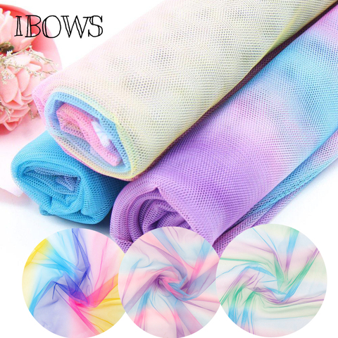 IBOWS 90*150cm Soft Tulle Mesh Fabric Rainbow Color for Wedding Decoration Netting Fabric DIY Crafts Skirt Curtain Party Supply ► Photo 1/6