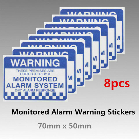 8pcs Waterproof Office Practical Sign Monitored Alarm System Letter Print PVC Warning Security Stickers Self Adhesive Home ► Photo 1/6