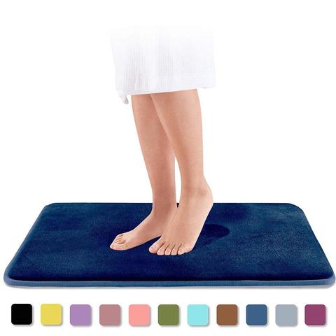 Home Bath Mat Non-Slip Bathroom Carpet Soft Coral Fleece Memory Foam Rug Mat Kitchen Toilet Floor Decor Washable 8 Colors ► Photo 1/6