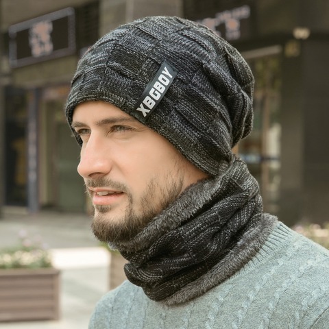 Neck Warmer Knitted Hat Scarf Set Fur Wool Lining Thick Warm Knit Beanies  Balaclava Winter Hat for Men Women Cap Skullies Bonnet - Price history &  Review