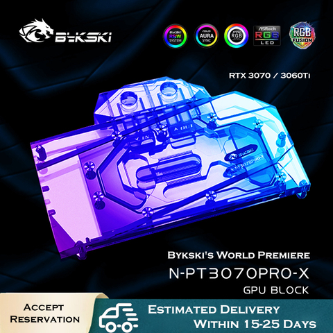 Bykski N-PT3070PRO-X,Full Coverage GPU Water Cooling Block For Palit RTX 3070 3060Ti Gaming Pro OC Graphic Card,VGA Cooler A-RGB ► Photo 1/5