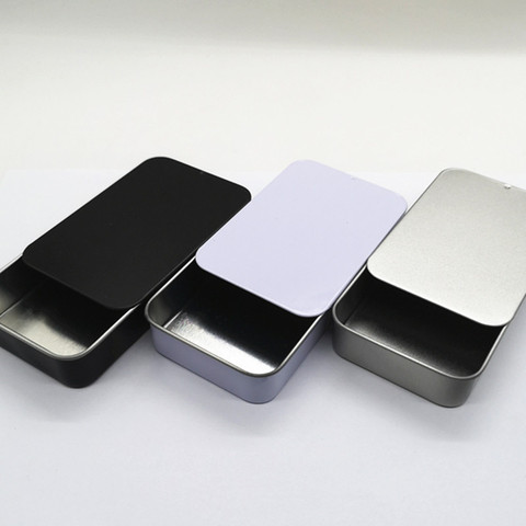 Mini Tin Box Bins Jar Rectangle Empty Iron Box Portable Lipstick Cream Storage for Wedding Jewelry Candy Pill Cases Black Silver ► Photo 1/6