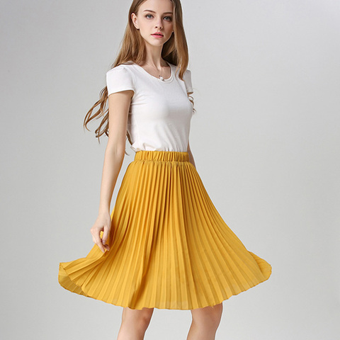 Women Chiffon Pleated Skirt 2022 Summer Vintage High Waist Tutu Skirts Womens Harajuku Style Jupe Female Skirts Short Dresses ► Photo 1/6