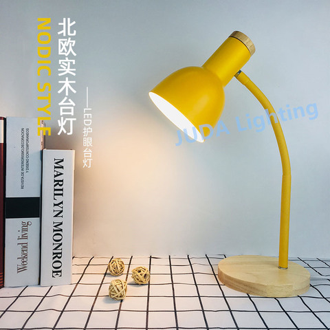 Desk Lamp Reading Light Table Lamp light Nordic Wood Reading Book Light lamp Button Switch Iron E27 Living Room wooden lamp base ► Photo 1/6