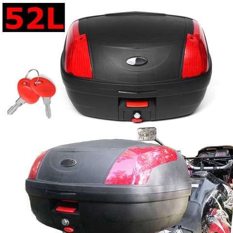 52L Secure Latch Black Motorcycle Trunk With Lock Scooter Top box Durable Rear Storage Luggage Topbox Case 55x42x32cm New ► Photo 1/6