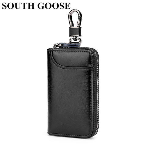 Genuine Leather Keychain Holder Fashion Multifunction Keys Organizer Wallet Men Car Key Case Ladies Smart Housekeeper Keys Pouch ► Photo 1/6