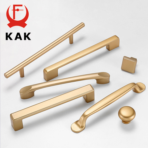 KAK European Style Matte Gold Cabinet Handles Solid Aluminum Alloy Kitchen Cupboard Pulls Drawer Knobs Furniture Handle Hardware ► Photo 1/6