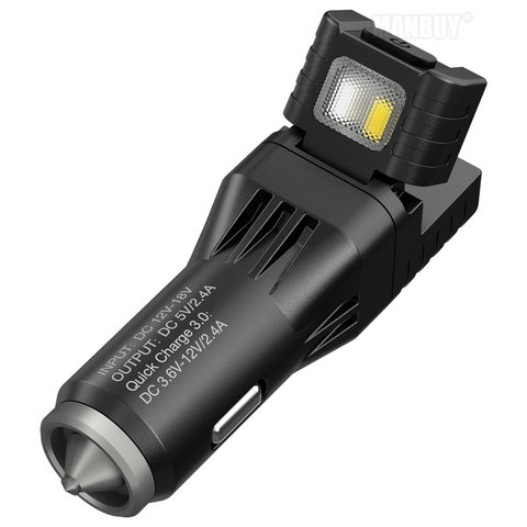 2022 New Nitecore vcl10 Multifunctional All-in-one Vehicle gadget QC 3.0 Vehicle charger Glass Breaker Emergency Warning Light ► Photo 1/6