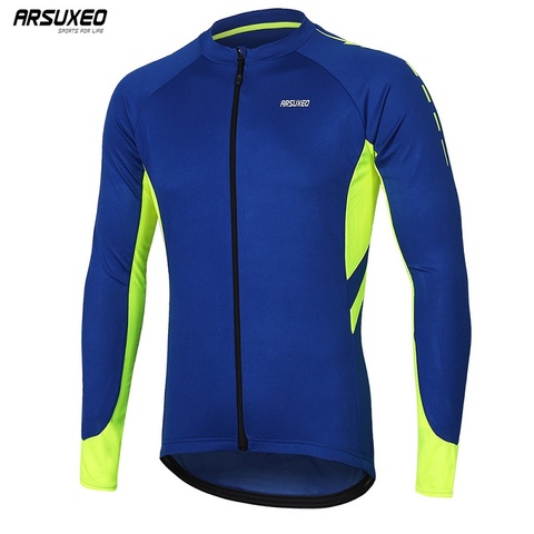 ARSUXEO Men's Long Sleeve Cycling Jersey Quick Dry Bicycle Shirts  Mountain Bike Jersey MTB Clothing Pockets Spring Autumn 6030 ► Photo 1/6