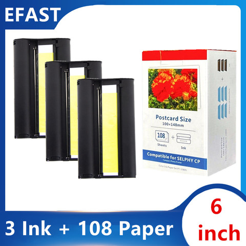 for Canon SELPHY CP1200 CP1300 CP910 CP900 CP820 ES1 ES2 ES30 CP100 CP200 CP300 CP400 CP500 CP600 CP700 CP720 ink paper 6