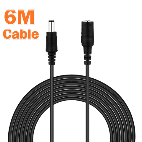 6 Meters DC 12V Power Extension Cable 5.5mmx2.1mm/20 FT DC Plug For CCTV Camera 12 Volt Extension Cord ► Photo 1/6