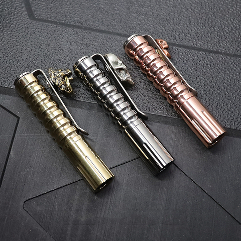EDC Titanium Alloy Copper Brass Torch LED Flashlight Torch Pocket Light 3 Switch Modes Outdoor Camping Light Use AAA ► Photo 1/5