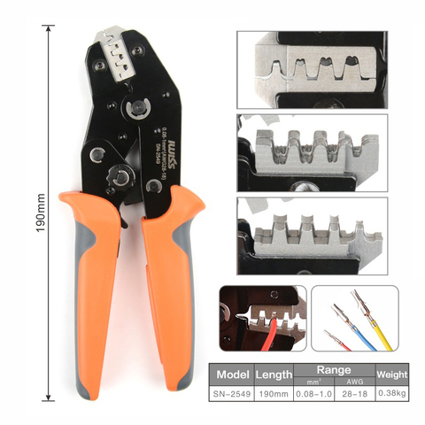 SN-2549=SN-28B+SN-01BM crimping plier for PH 2.0, 2.5 XH, JST, servo connector plug, D-SUB connector Multi-tools crimper plier ► Photo 1/6