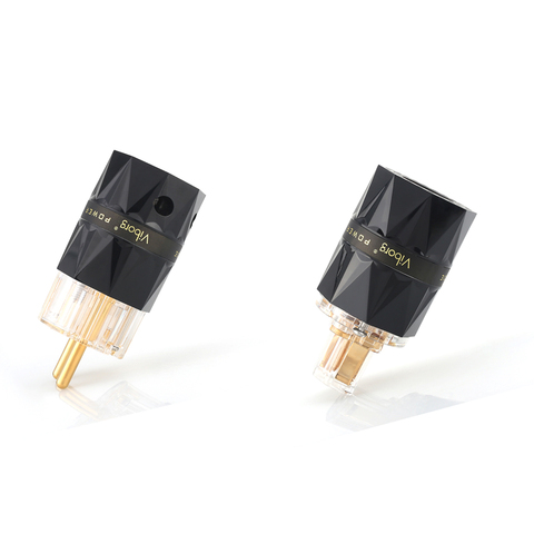 Viborg X 1pair VF503G VE503GHifi audio pure copper 24K gold plated  Transparent EU schuko power plug connector extension adapter ► Photo 1/6
