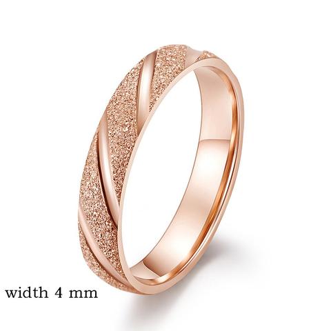KNOCK Vintage 4mm Frosted Stainless Steel Ring  black /Rose Gold Engagement Wedding Rings Jewelry For Women ► Photo 1/6