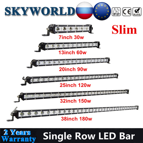 7 13 20 25 32 38 inch LED Light Bar Slim Single Row Offroad ATV 120W  180W