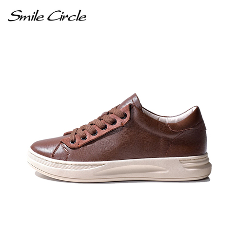 Smile Circle  Sheep leather Luxury Women Sneakers Casual Flat Ladies Shoes high quality Comfortable Women's Flat Shoes ► Photo 1/6