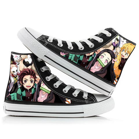 Demon Slayer Print Canvas Shoes Velvet Japanese Anime Student Men and Women Unisex Casual Shoe Lovers Couples Shoes ► Photo 1/6