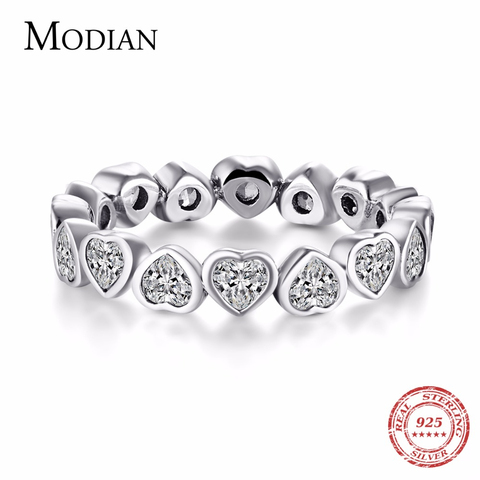 Modian Fashion Classic Cubic Zirconia Jewelry Real 925 sterling silver Love Hearts Ring Eternity Simulated Ring Bands Jewelry ► Photo 1/6