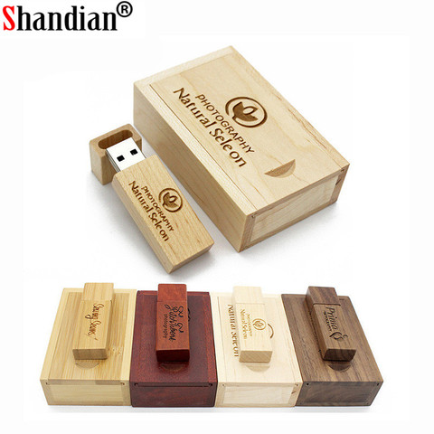 SHANDIAN (Free custom logo) Photography wooden usb + box usb flash drive memory stick pendrive 4GB 8GB 16GB 32GB wedding gifts ► Photo 1/6