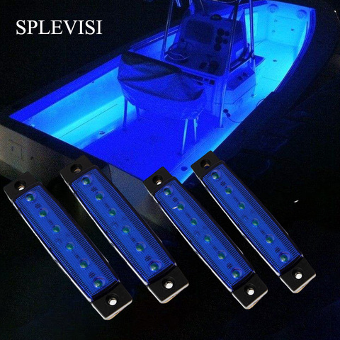 4 x Marine Boat Grade 12 volt Large Waterproof LED Courtesy Lights Navigation Decor Light Blue White Red Green ► Photo 1/6