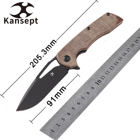 Kansept Pocket Folding Knives 3.58'' Black D2 Blade Brown Micarta Handle EDC Pocket Knife Kansept Kryo T1001B1 Hunting Knives ► Photo 1/6