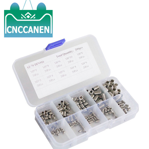 200Pcs Stainless Steel and Black Wood Screws Allen Head Socket Hex Set Grub Screw Assortment Cup Point parafuso Assortment ► Photo 1/6