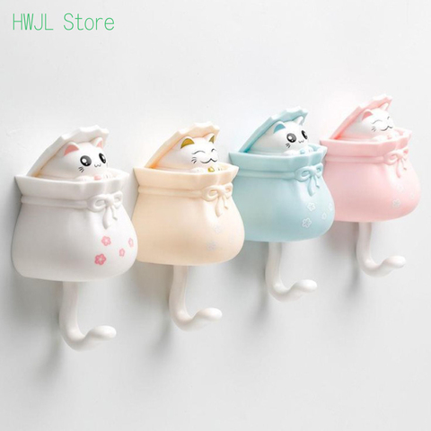 Creative Cat Cute Traceless Hook Kitchen Bathroom Wall Hanging