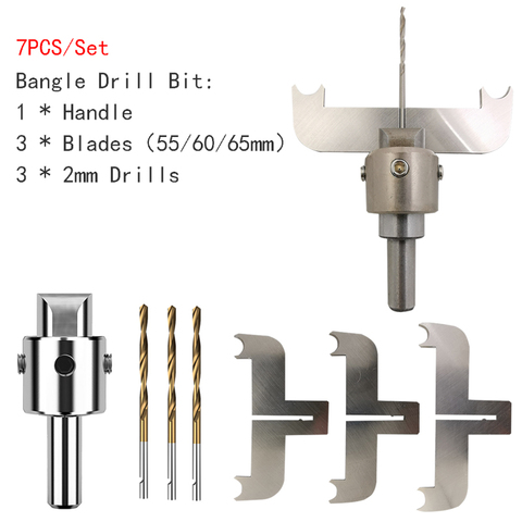 Premium Bangle Drill Bit Carbide Blades handle Drill Woodworking Milling Cutter Molding Tool 55/60/65mm ► Photo 1/5