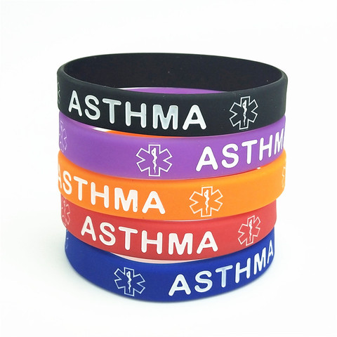 1pc ASTHMA medical alert awareness silicone wristband rubber band letter bracelet for women men custom bracelet gifts SH323 ► Photo 1/6