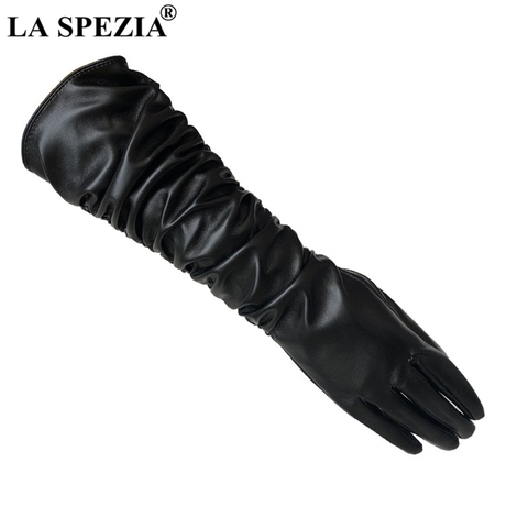 LA SPEZIA Long Gloves Women Pu Leather Solid Black White Red Coffee Pink Autumn Winter Fashion Ladies Elbow Length Gloves ► Photo 1/6