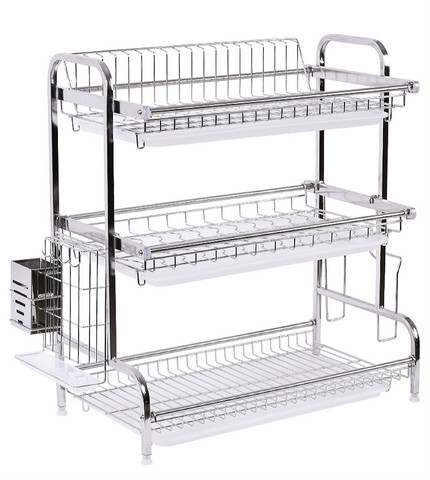 304 Stainless Steel Dish Rack Drain Rack Drying Filter Tableware Storage Box Dishes Dishes Supplies Kitchen Racks 3 Layers ► Photo 1/1