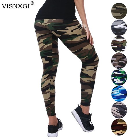 VISNXGI New Fashion 2022 Camouflage Printing Elasticity Leggings Camouflage Fitness Pant Legins Casual Milk Legging For Women ► Photo 1/6