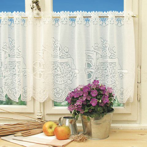 1pc Lace Coffee Curtain Window Tulle Butterfly Apple Curtains For Living Room Kitchen Treatments Voile Curtain Festival Decor ► Photo 1/6
