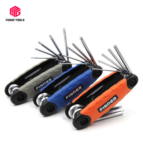 FGHGF 8in1 Hex Key Flat Ball Fold Plum Blossom Hexagonal Wrench Chrome Vanadium Steel Spanner Portable Set Folding Screwdriver ► Photo 1/5