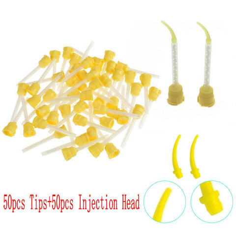 50pcs Dental Impression Tip Temporary 1: 1 Silicone Rubber Mixing Tip+50pcs Injextion Head ► Photo 1/4