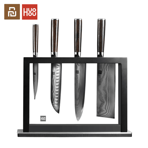 Xiaomi 5Pcs Huohou Damascus Knife Set Stainless Steel Household Kitchen Knives Solid Wood Handle Composite Steel Knife Durable ► Photo 1/6