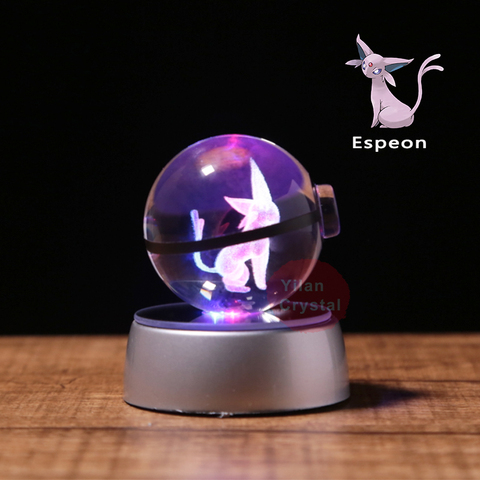 Anime Pokemon Laser Pokeball 3D Crystal Ball Engraving Sylveon model with LED Light kids gifts ► Photo 1/6