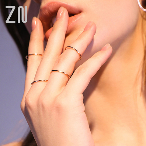 ZN High Quality 1MM Thin Titanium Steel Couple Ring Simple Fashion  Finger Ring For Women and Men  Wedding Jewelry Mens gifts ► Photo 1/6