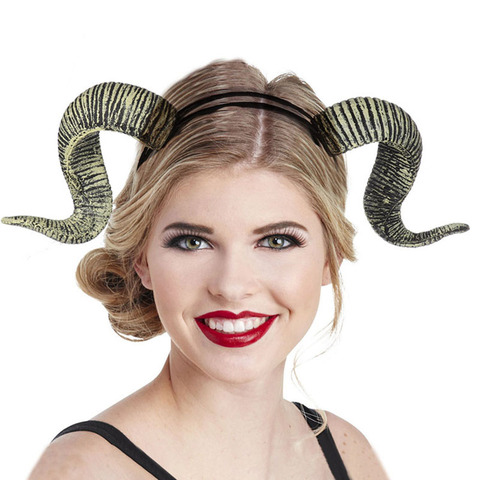 Retail 2022 New Halloween Headdress Burning Man Festival Cosplay Party PU Foam Goat Devil Horns Headband ► Photo 1/5