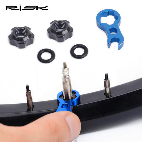 RISK Road Mountain Bike Bicycle Gas Air Nozzle Tire Presta Valve Core Nut Screw with Installation Wrench Presta Extension Rod ► Photo 1/6