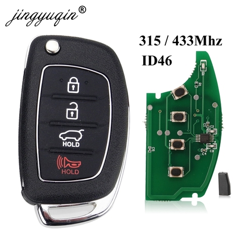 jingyuqin Remote Flip Key Fob for Hyundai Elantra Accent Ix35 IX45 I30 Solaris Tucson I20 Santa Fe 315/433mhz ID46 Chip ► Photo 1/6