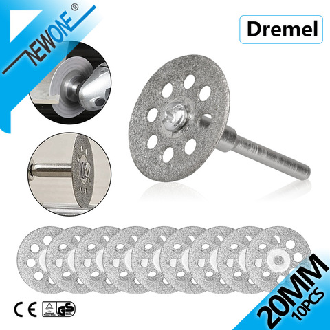 NEWONE Diamond Cutting Wheel (22mm) 10pcs with Mandrel (3mm) 2pcs Saw Blades Cut Off Discs Set for Dremel Rotary Tool ► Photo 1/6