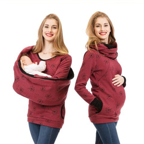 Multifunction Maternity Nursing Hooded Top Pregnancy Clothes Pregnant Women Breastfeeding Sweater Shirts Lactation T Shirt+Scarf ► Photo 1/6